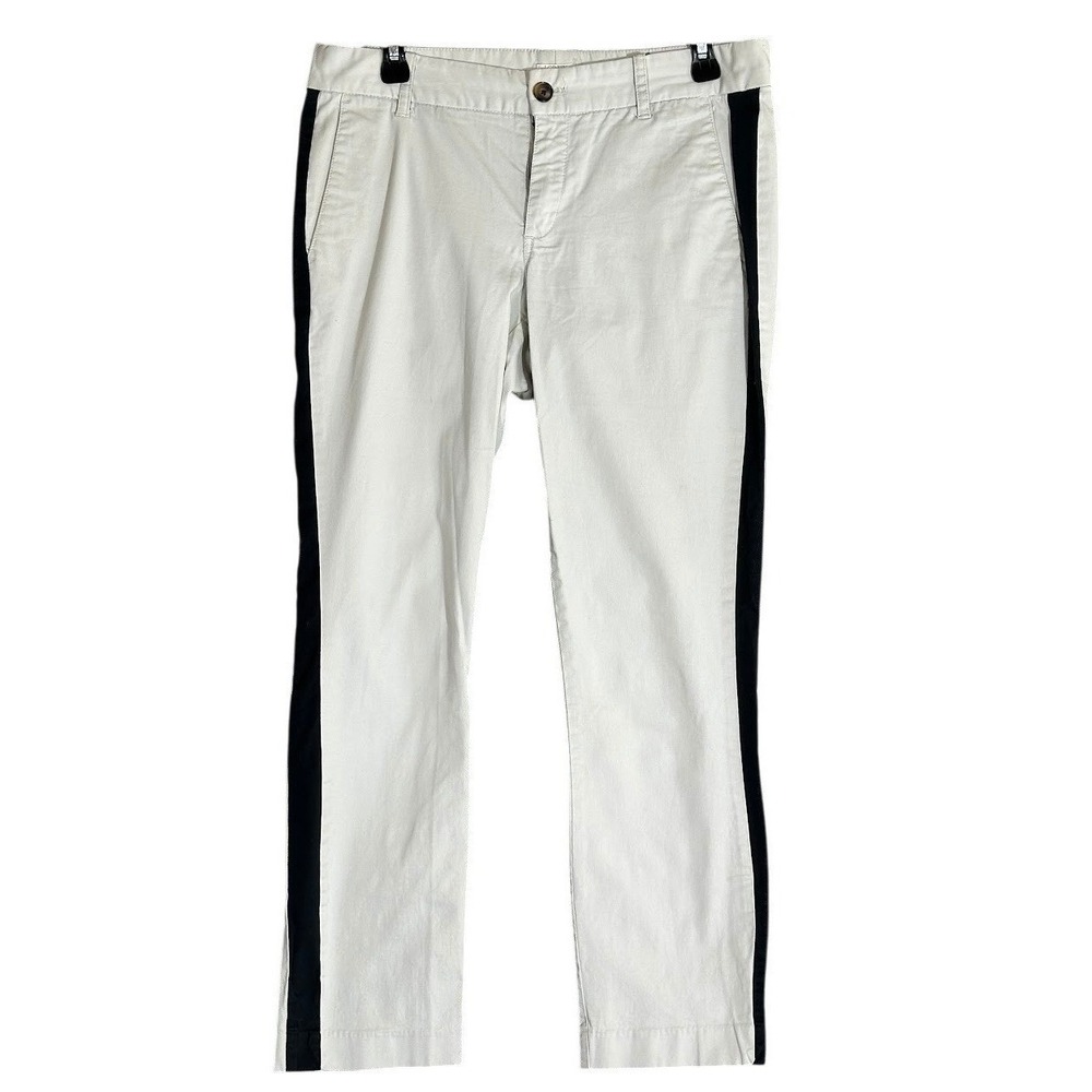 J.Crew Chino Pants Womens 6 Off White Side Stripe Tuxedo Stretch Casual Preppy
